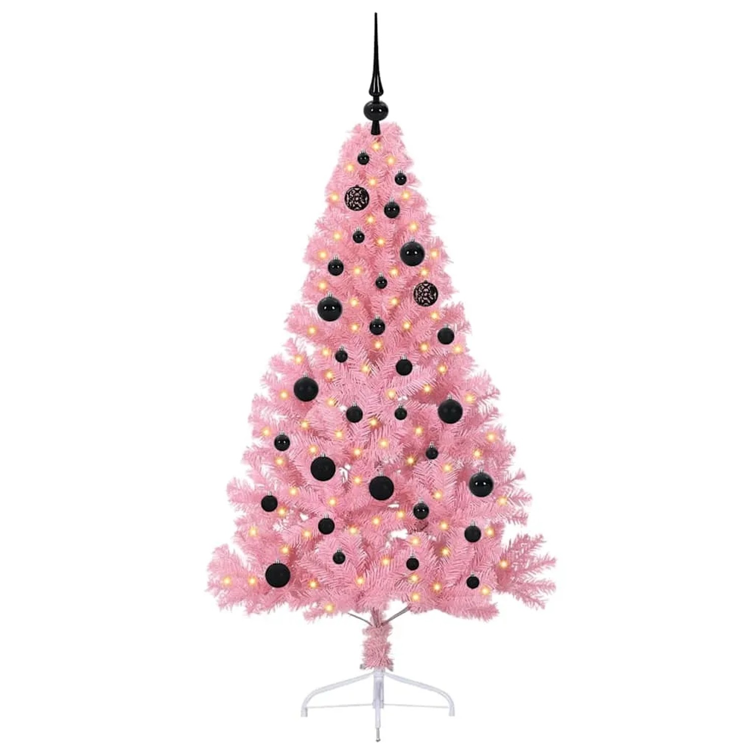vidaXL Künstlicher Vorbeleuchteter Weihnachtsbaum Rosa 150 cm PVC 3397064