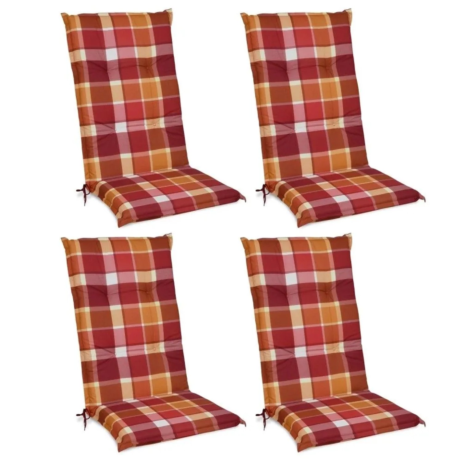 Beautissu Sunny RO Hochlehner 120x50x6cm Rot Kariert 4tlg