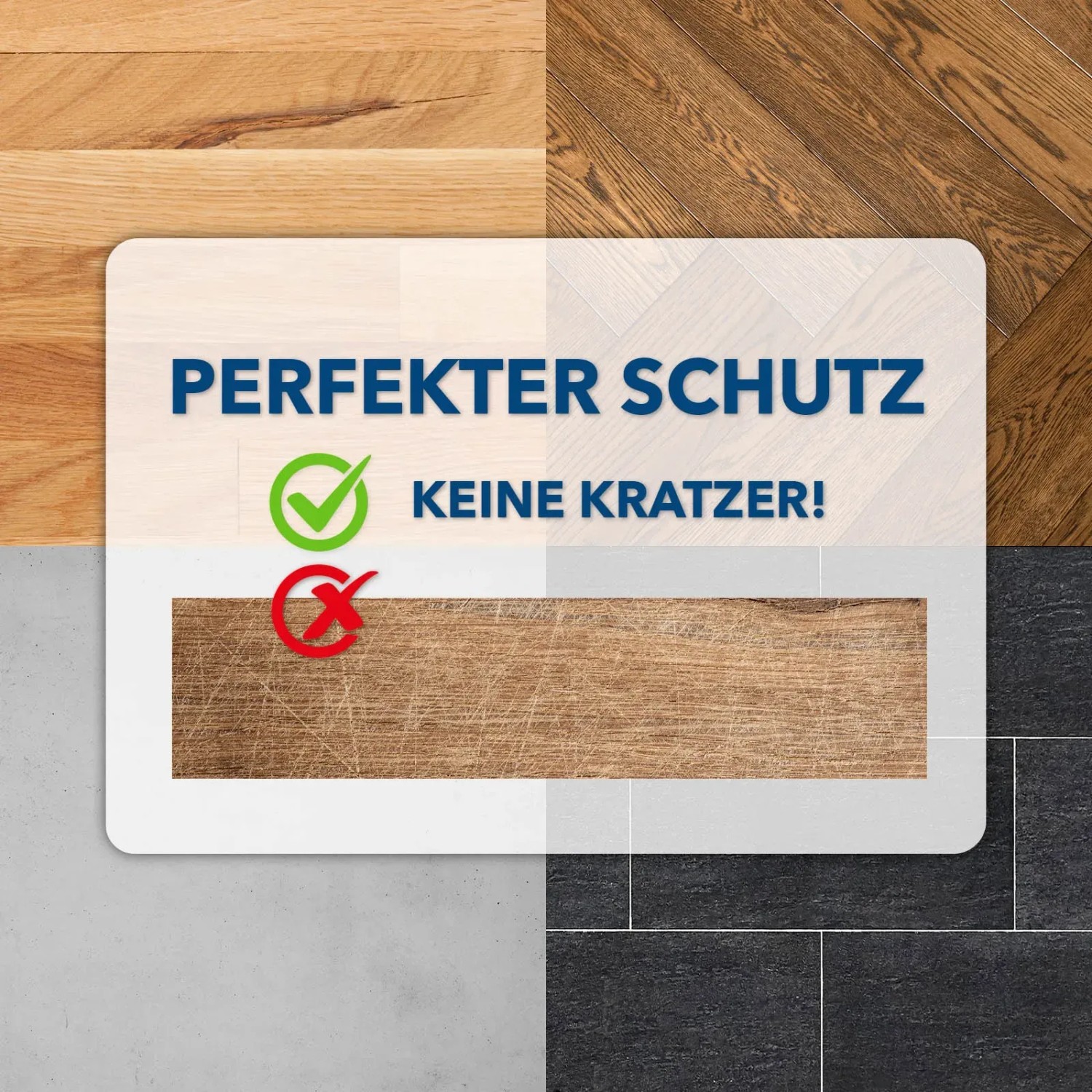 Karat Bodenschutzmatte für Hartböden, halbtransparent, 90x90 cm. Schutz vor Kratzern.