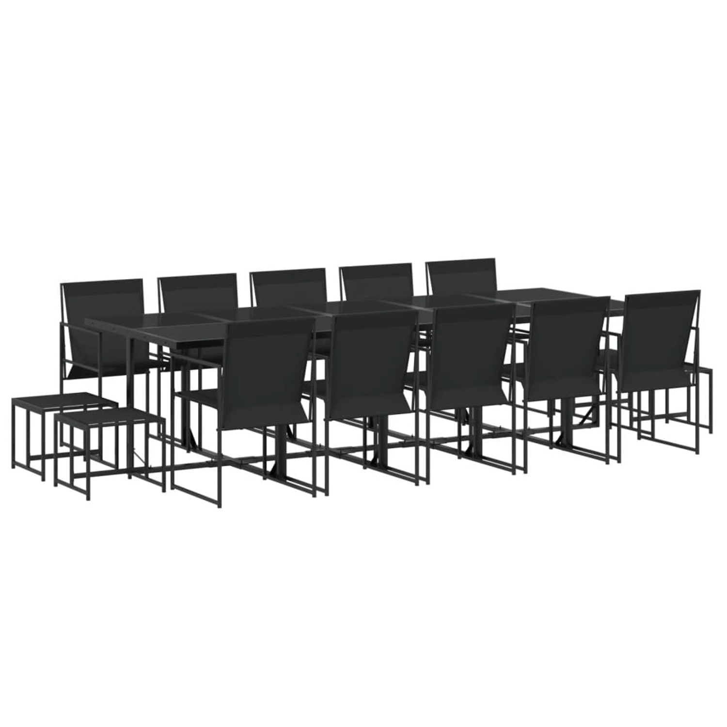 vidaXL 15-Tlg Garten-Essgruppe Schwarz Textilene 3295131 günstig online kaufen