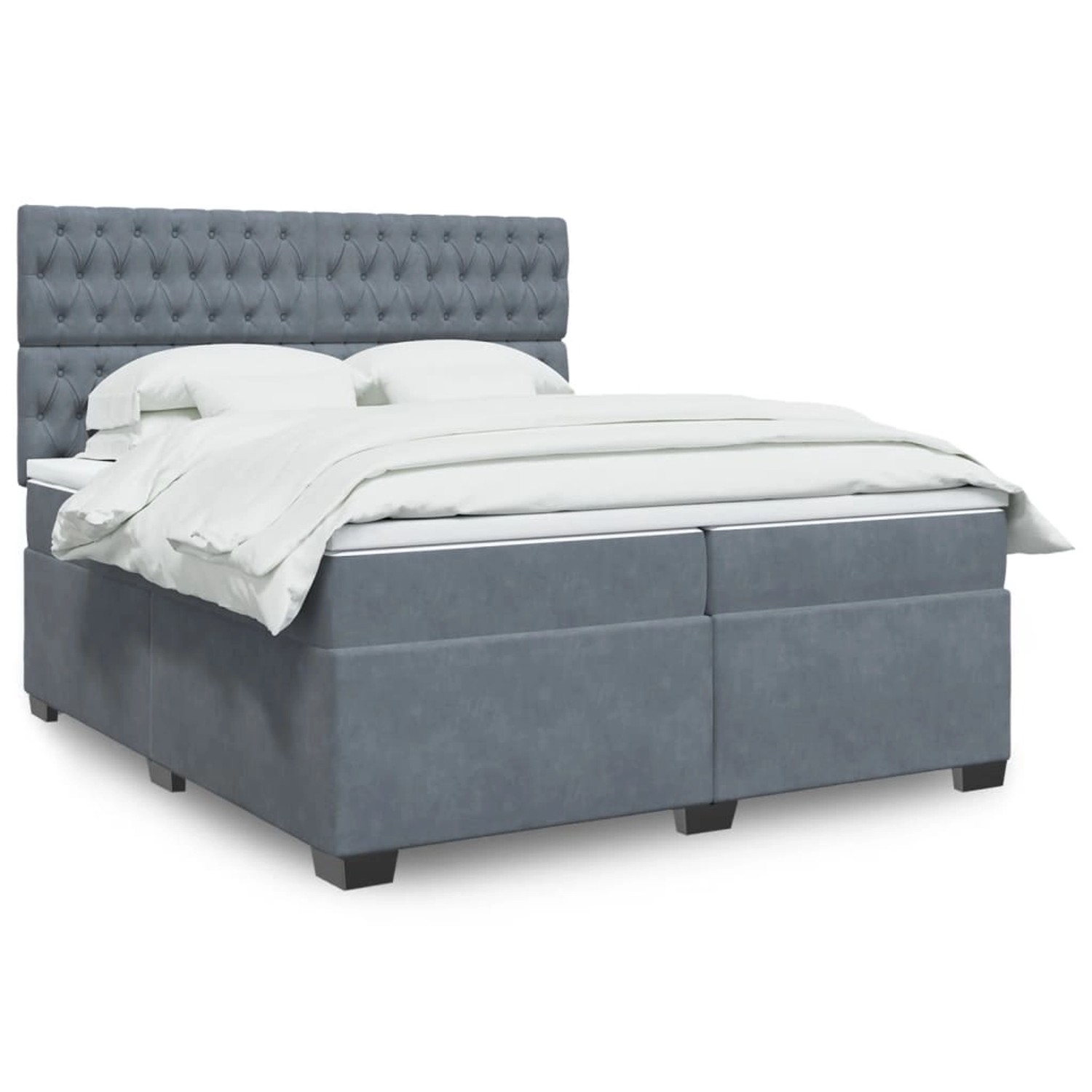 vidaXL Boxspringbett mit Matratze Dunkelgrau 200x200 cm Samt 3293309 günstig online kaufen