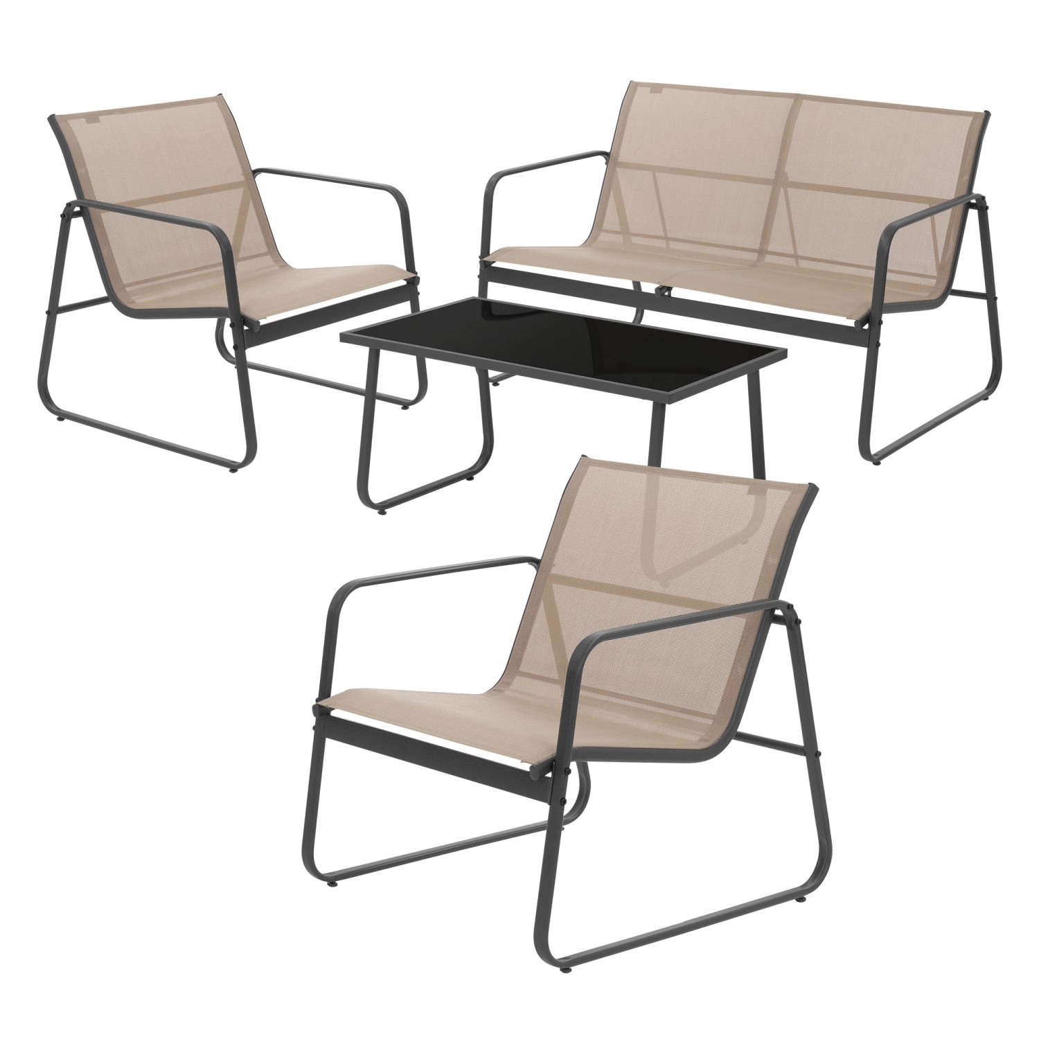 ML-Design Gartenmöbel Set 4-Tlg Taupe aus Stahl und Textilene für 4 Persone günstig online kaufen