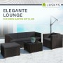 Juskys Polyrattan Lounge Punta Cana L, schwarz mit dunkelgrauen Bezügen. Gartenmöbel-Set mit Sofa, Sessel, Hocker und Tisch.