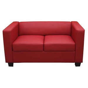 Rotes 2er Sofa Lille im Lounge-Stil mit Kunstlederbezug.