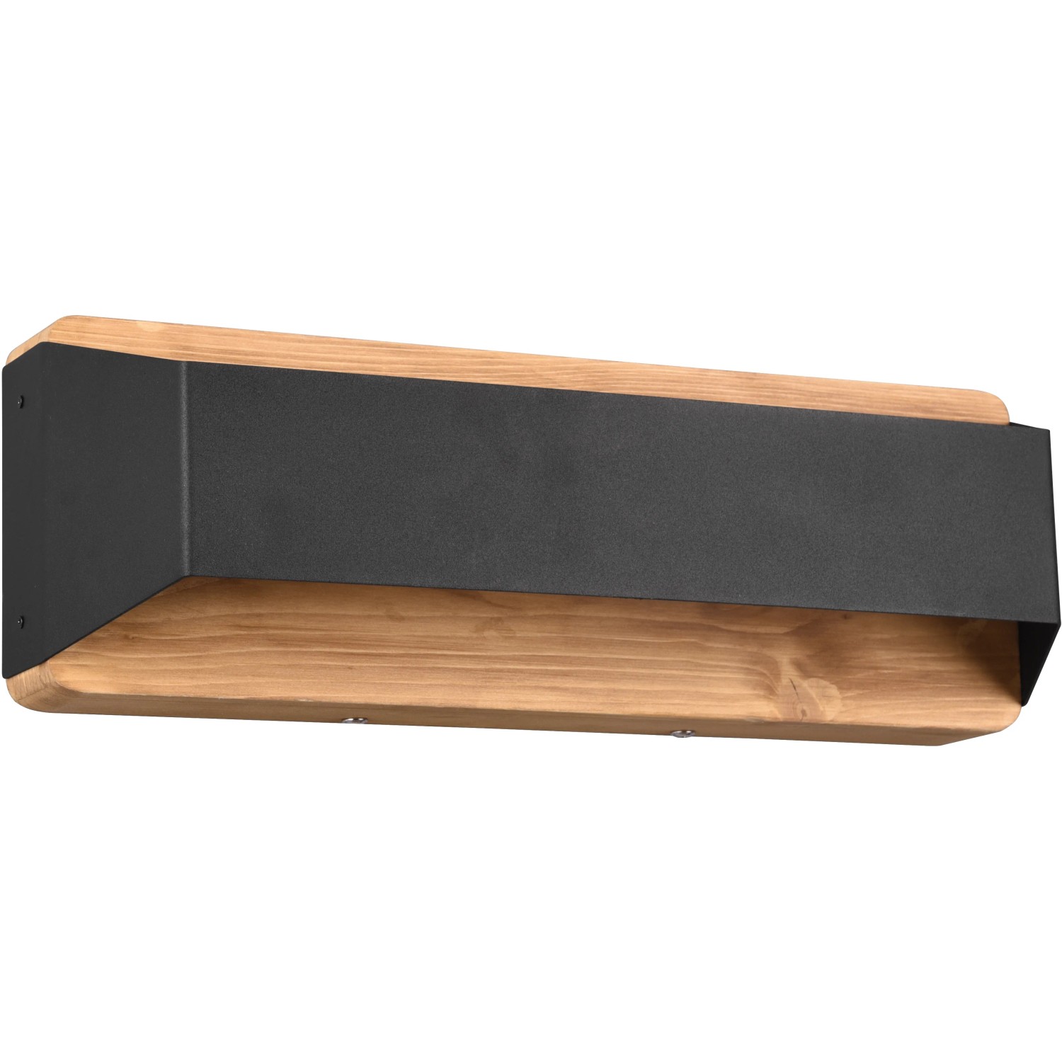 Moderne Trio LED-Wandleuchte Arino in Schwarz matt und Holzoptik für Wohnraumbeleuchtung.