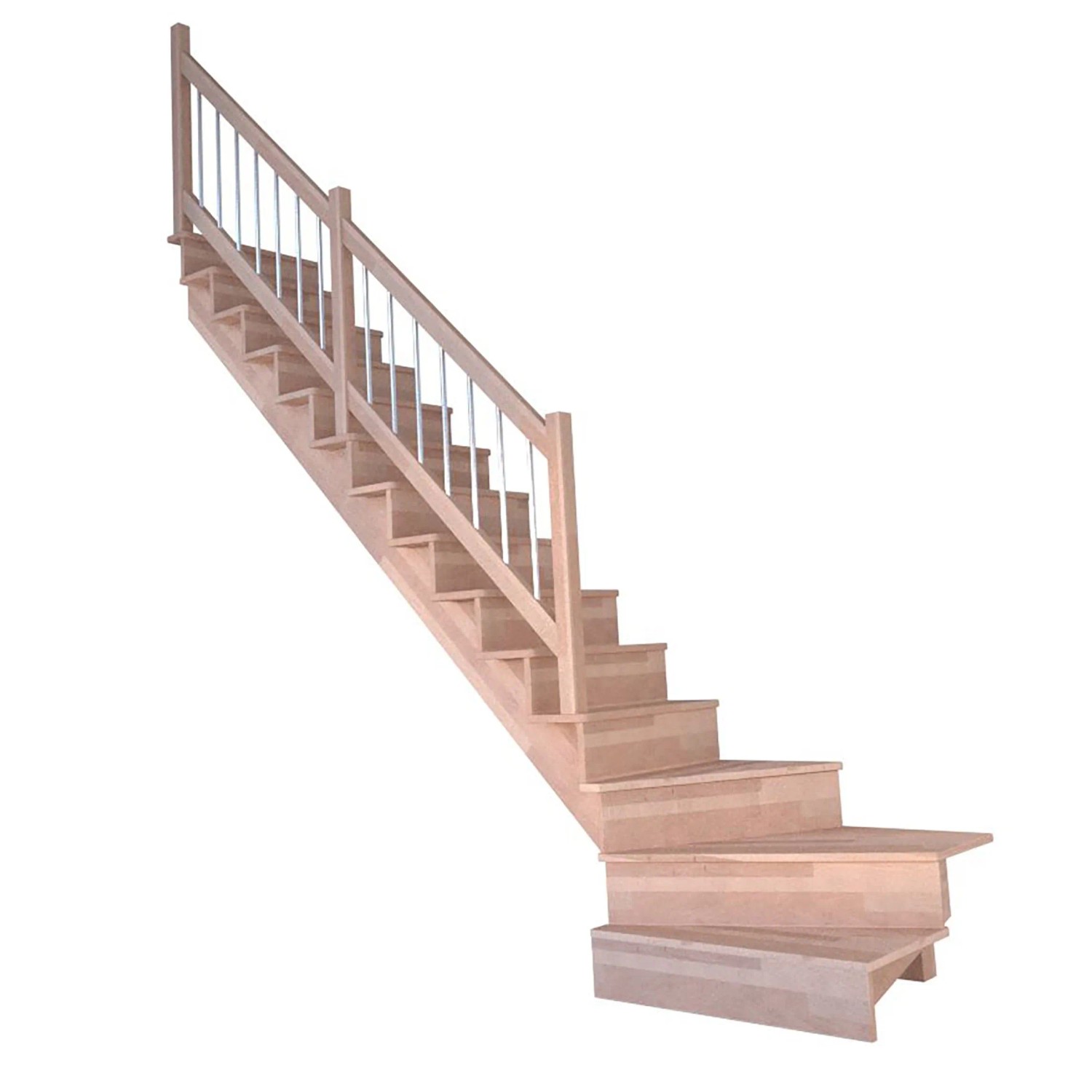 Treppe Lindos Pro Buche Gew. L 80 cm Setzstufen Holz-Edelstahl-Geländer FSC günstig online kaufen