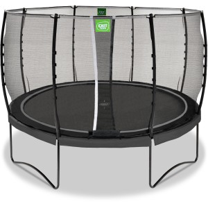 Schwarzes EXIT Allure Classic Trampolin Ø 366 cm mit Sicherheitsnetz.