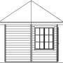 Skizze: Skan Holz Pavillon Almelo, schwedenrot, 350x303 cm, mit Fenster. Gartenlaube aus Holz.
