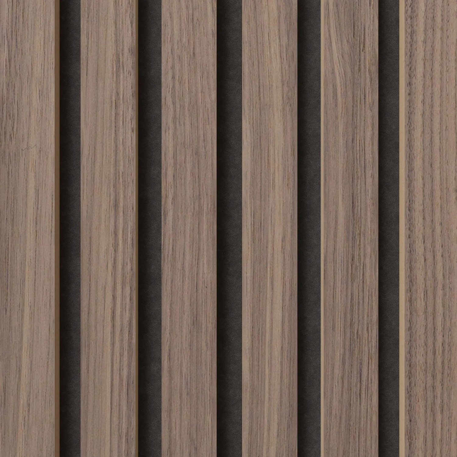 Akustikpaneel Wandverkleidung Walnuss, MDF mit schwarzem Akustikfilz, 60 cm, 2er-Set.