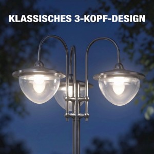 Furnicato Solar Laterne Stehleuchte 189 Cm  Metall  Schwarz  Ip44  Garten