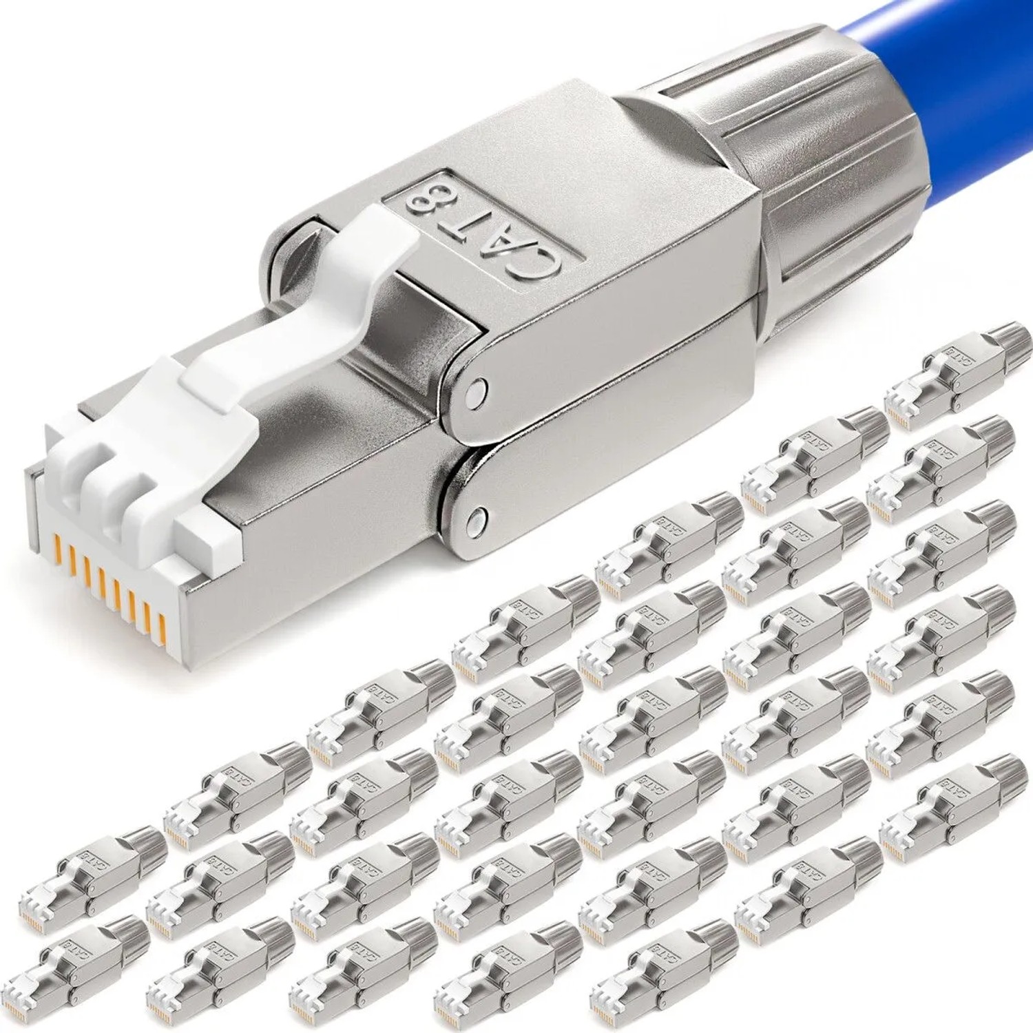 hb-digital 32x Netzwerkstecker CAT 8 RJ45 LSA STP Kontakte Vergoldet 50u