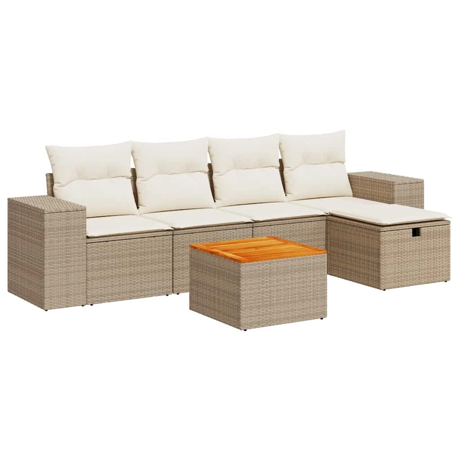 vidaXL 6-Tlg Garten-Sofagarnitur mit Kissen Beige Poly Rattan 3325866 günstig online kaufen