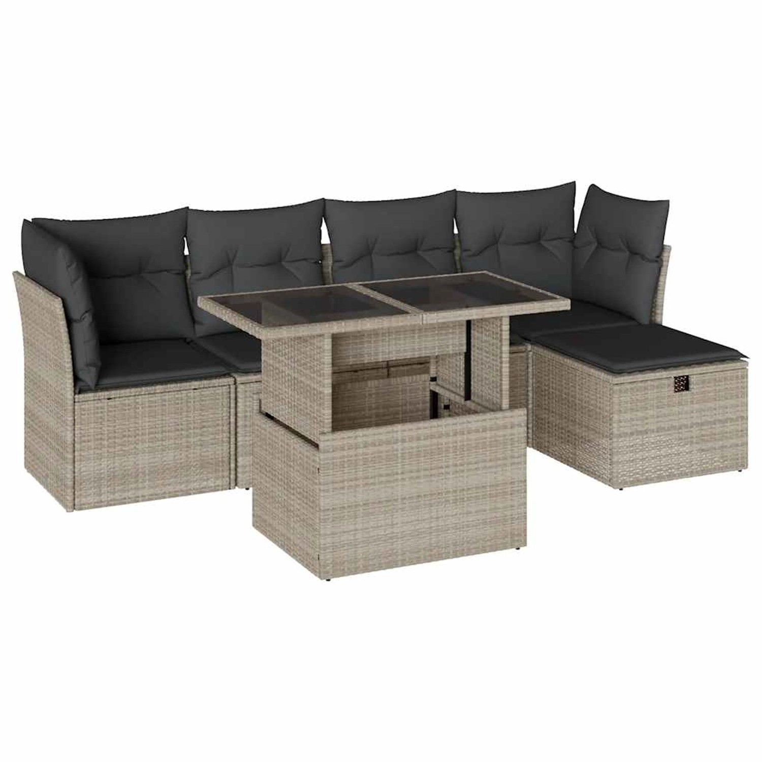 vidaXL 6-Tlg Garten-Sofagarnitur mit Kissen Hellgrau Poly Rattan 3274642 günstig online kaufen