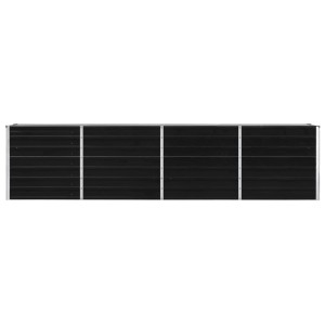 Anthrazitfarbenes furnicato Hochbeet aus verzinktem Stahl, 320x40x77 cm.