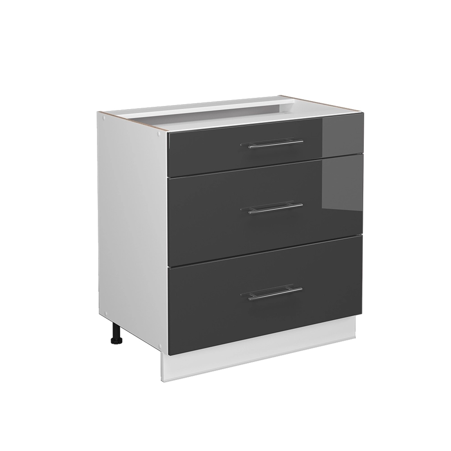 Vicco Badschrank Fame-Line Anthrazit Hochglanz/Weiß 80 x 82 cm mit 3 Schubladen ohne Arbeitsplatte