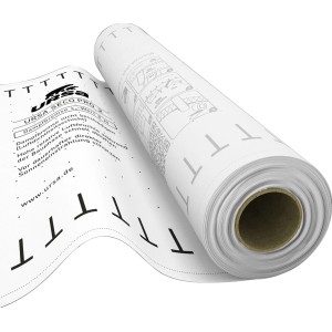 Rolle Ursa-Seco Pro SD2 Dampfbremse, 50 m x 1,5 m, für Dämmstoffzubehör. Weiße Folie mit Aufdruck.
