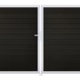 GroJa Solid Steckzaun Tor, 2-flügelig, schwarz, mit Aluminiumrahmen. Sichtschutzzaun Tor für den Garten.