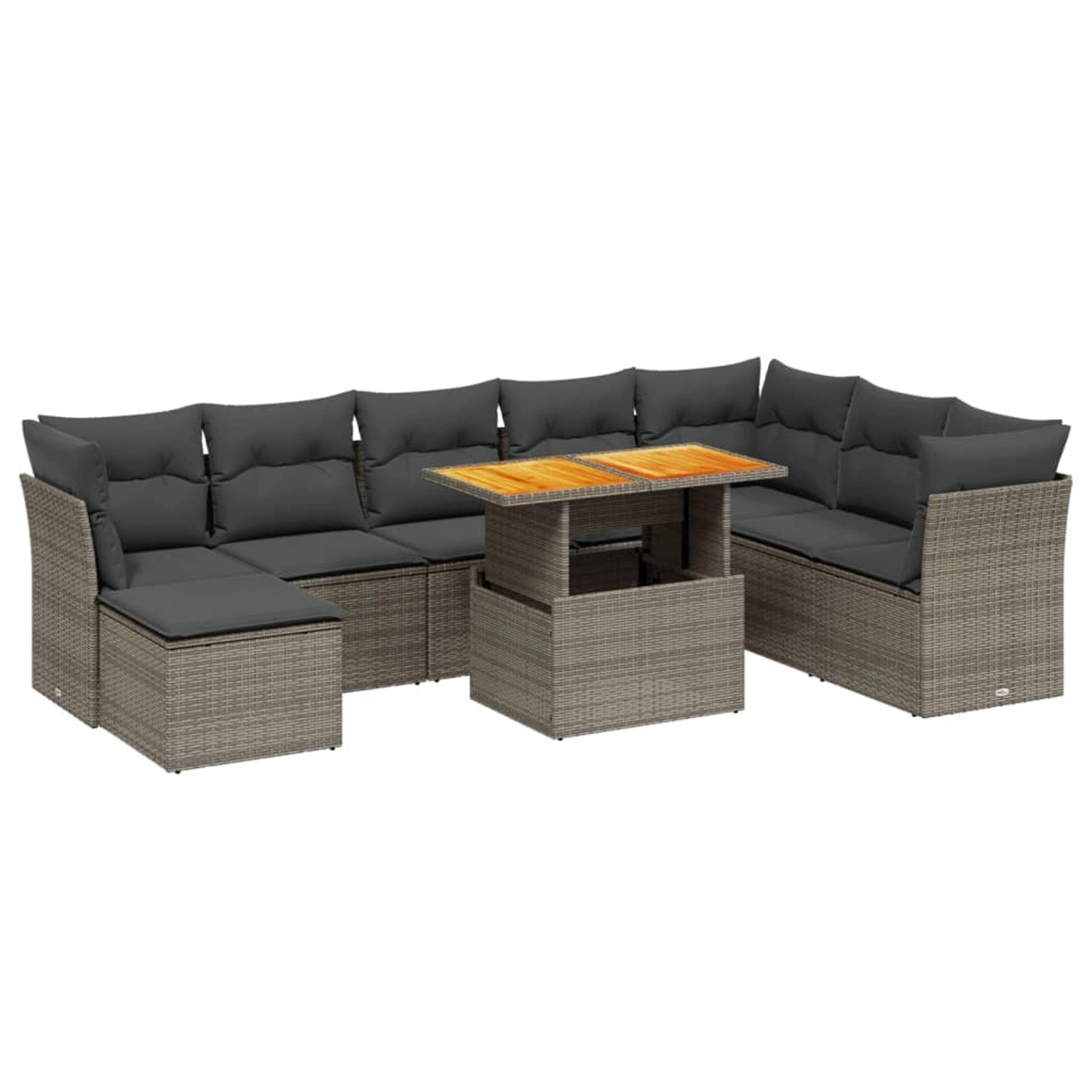 vidaXL 9-Tlg Garten-Sofagarnitur mit Kissen Grau Poly Rattan 3270976 günstig online kaufen