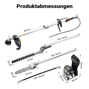 Wiltec 4-In-1 Backpacker Multifunktionsgerät 4-Takt Motor Rucksack Rasentrimmer