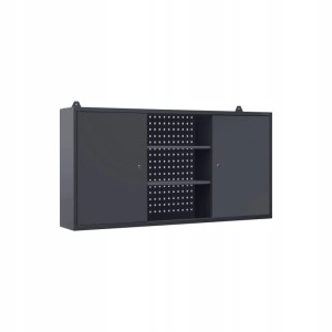 Anthrazitfarbener Jan Nowak Hängeschrank BEN, 60x120x20 cm, mit Lochwand und abschließbaren Fächern.