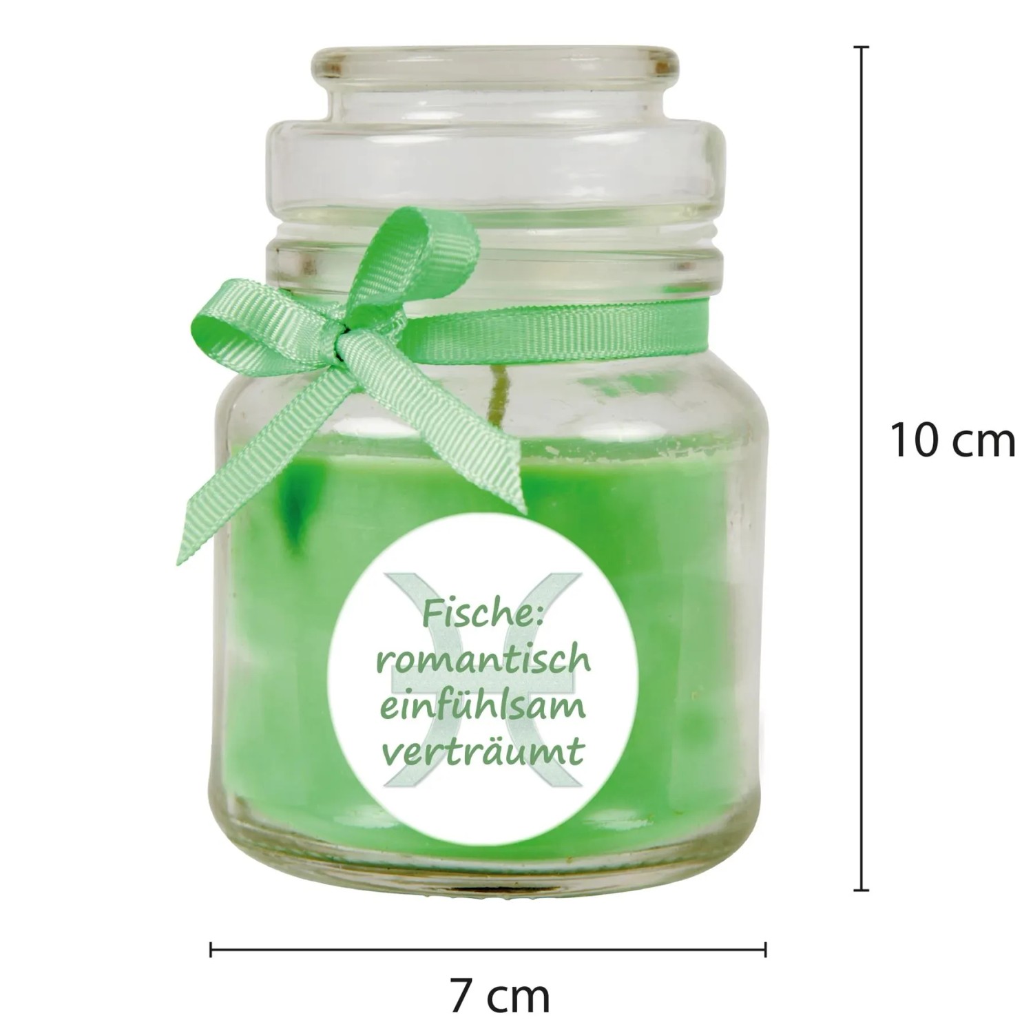 HS Candle Duftkerze Sternzeichen Fische im Glas mit Schleife, Kokos-Limette Duft.