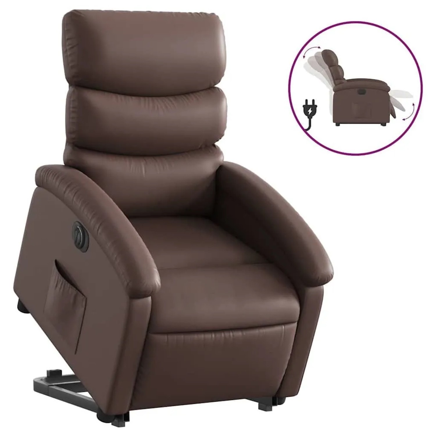 vidaXL Relaxsessel mit Aufstehhilfe Elektrisch Braun Kunstleder 3204056_3