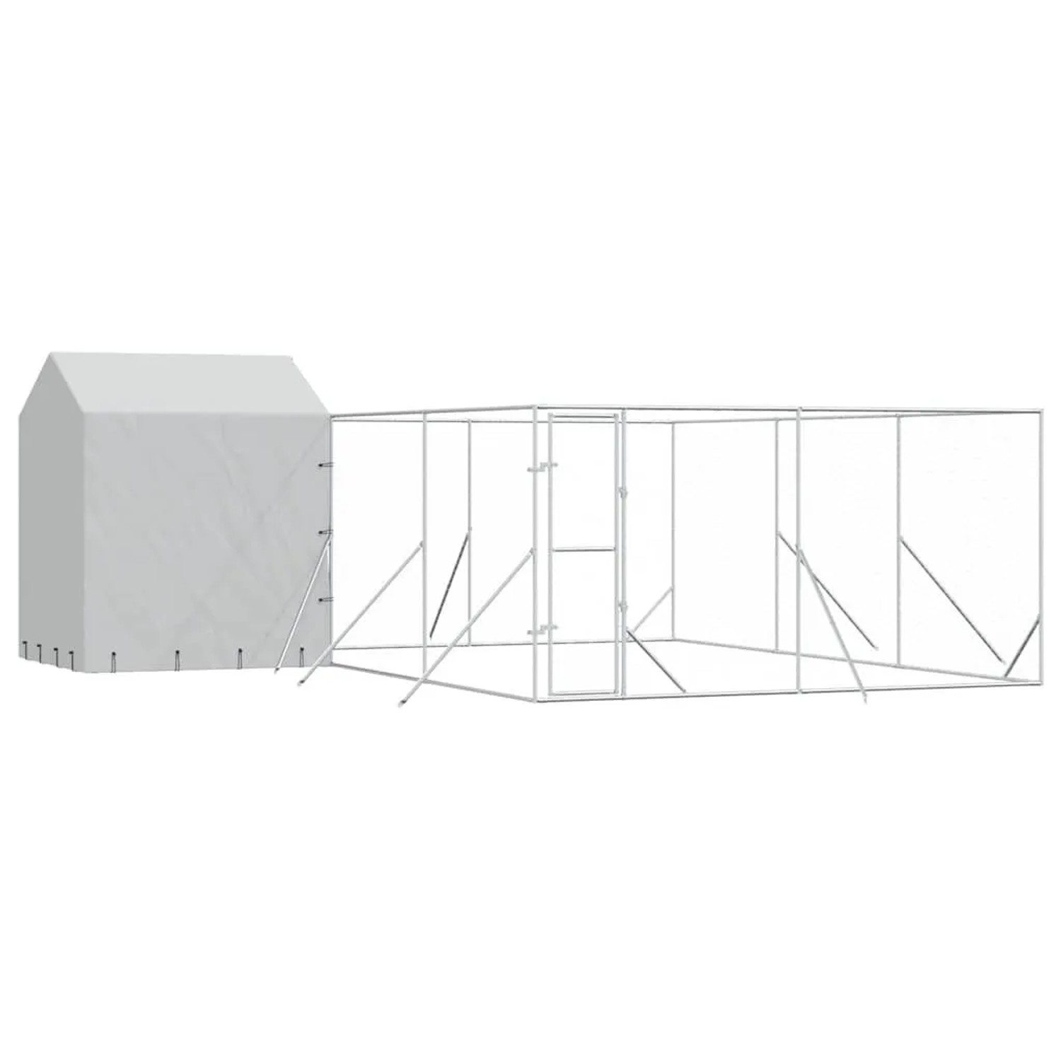 vidaXL Outdoor-Hundezwinger mit Dach Silbern 6x6x2,5m Verzinkter Stahl 3190479