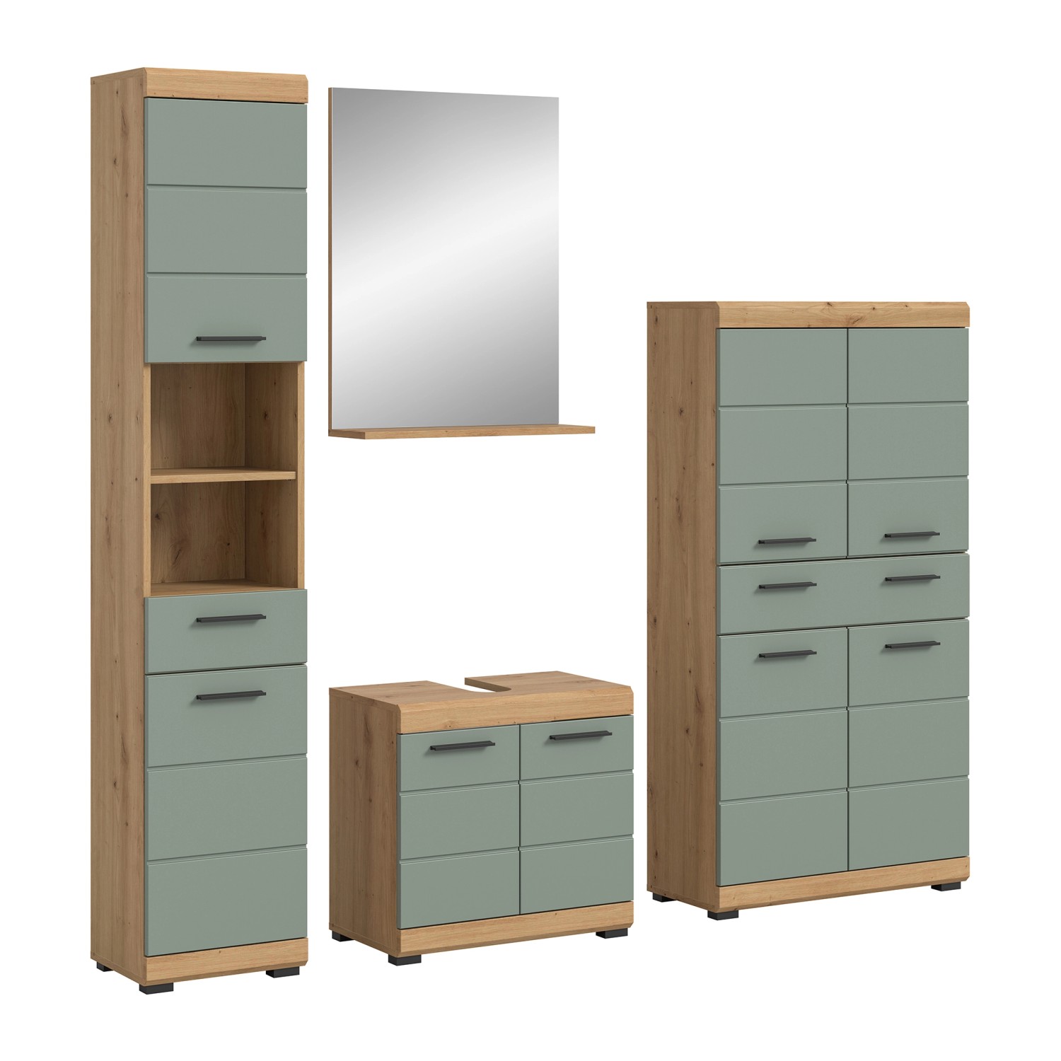 Badmöbel-Set SCHLOONSEE  4 teilig  bestehend aus: Hochschrank  Waschbeckenu günstig online kaufen