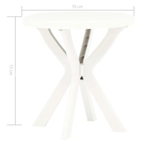 Weißer Bistrotisch (Ø70cm) aus Kunststoff für Garten, Terrasse oder Balkon.