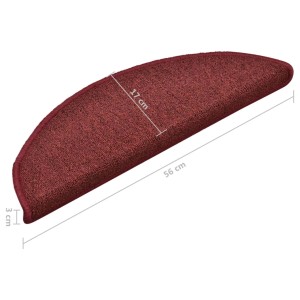 Rote VidaXL Treppenmatte, 56x17x3 cm, aus PP-Tufting. Set mit 15 Stück für mehr Trittsicherheit auf der Treppe.