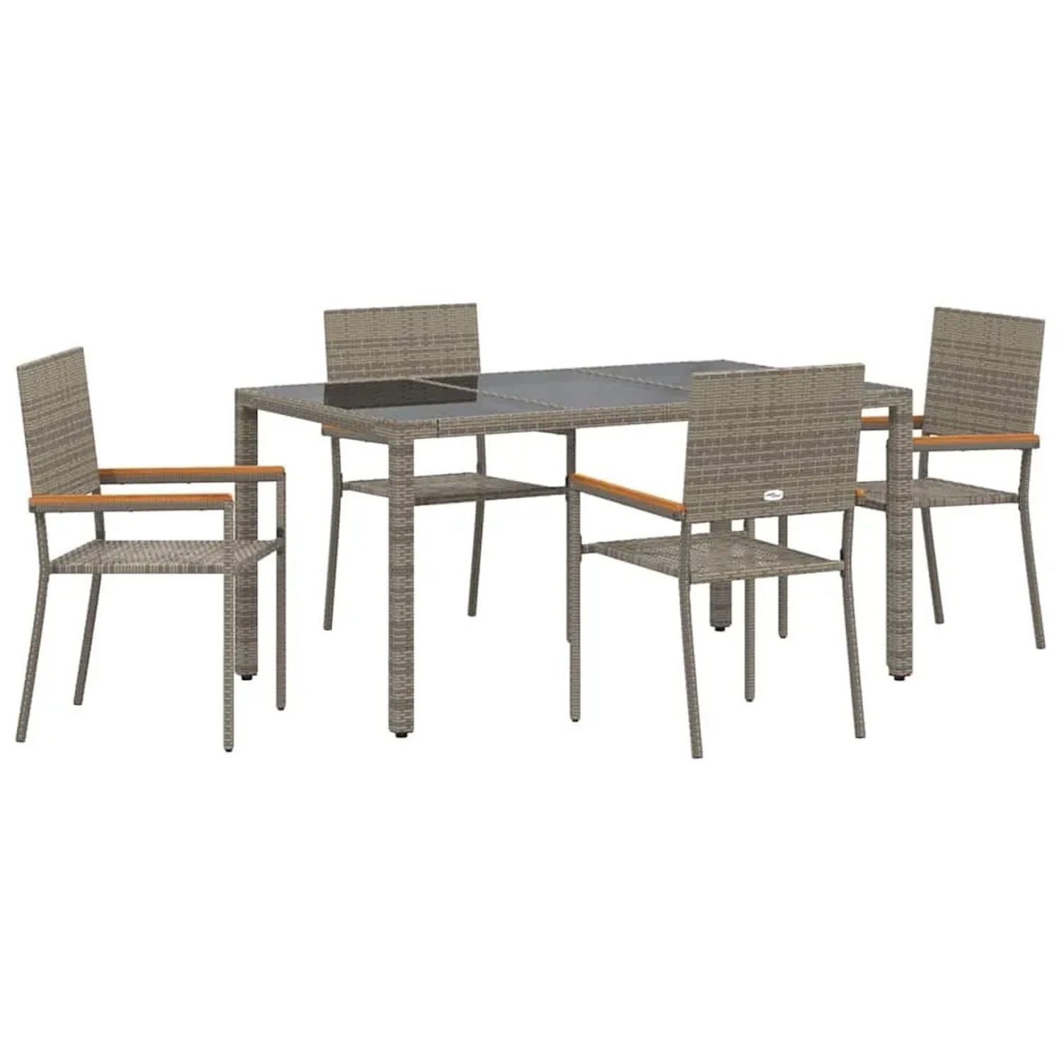 vidaXL Garten Essgruppe 5-Tlg Grau Poly-Rattan 3365391 günstig online kaufen