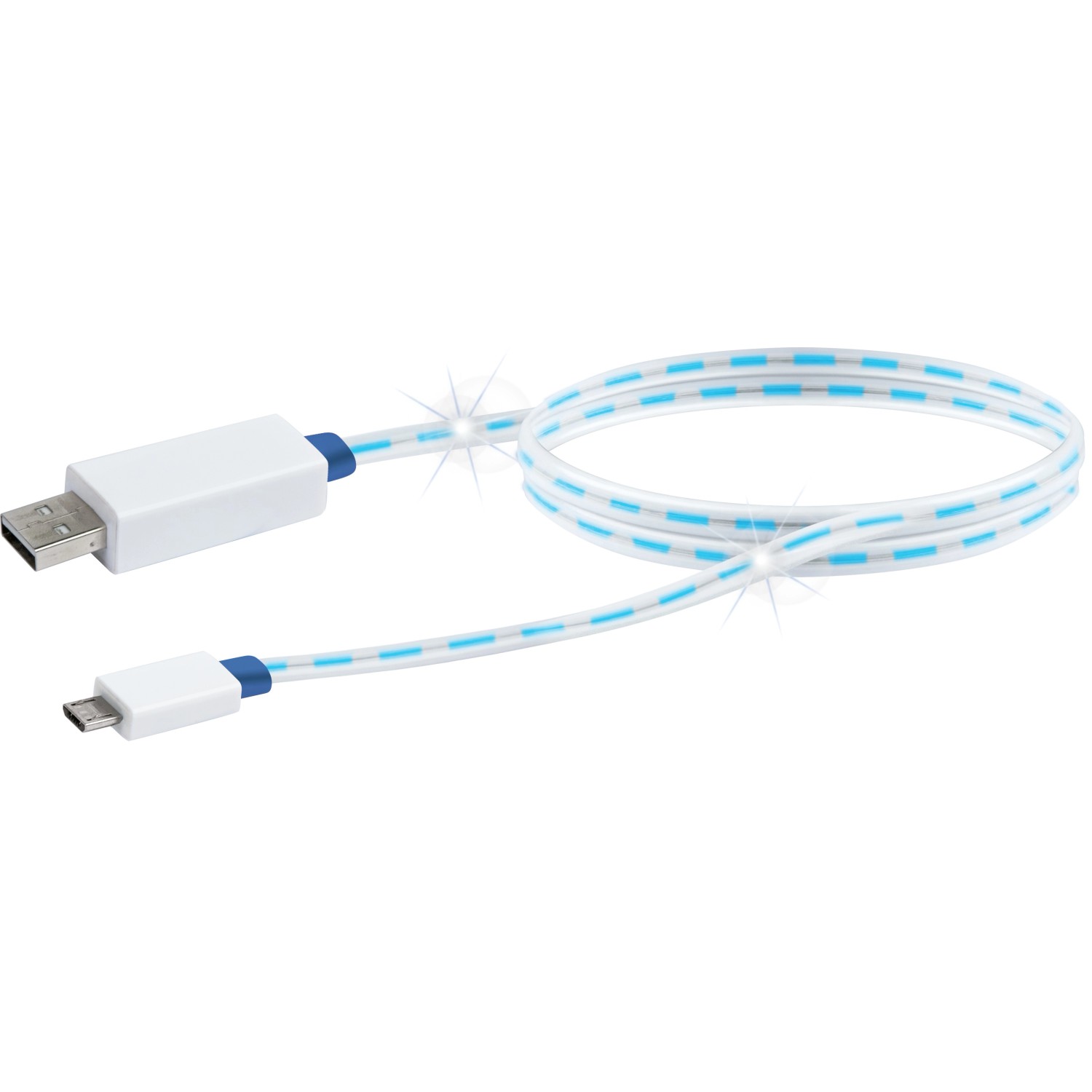 Micro USB Lade- & Sync-Kabel Leuchtendes Weiß 0,8 m