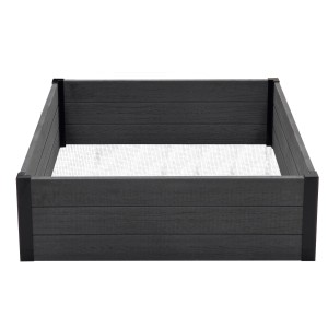 TRUTZHOLM Hochbeet 100x100cm in Holzoptik mit Wühlmausgitter. Beeteinfassung aus Kunststoff und Aluminium.