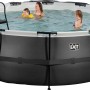 Exit Black Leather Pool, ø 427 cm, mit Leiter und Abdeckung. Stahlrahmenpool mit Personen im Wasser.