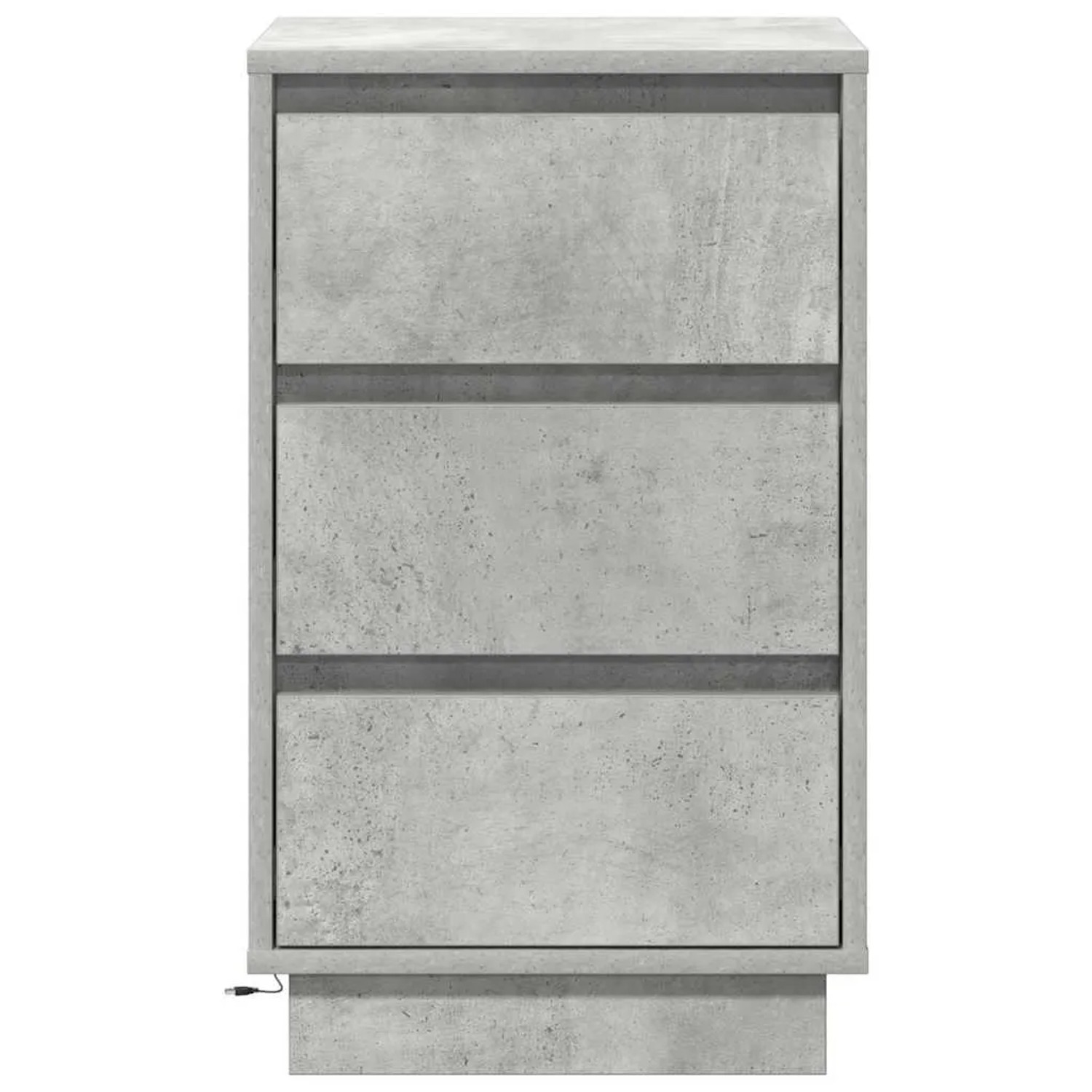 vidaXL Nachttisch in Beton-Grau Optik, Holzwerkstoff, 3 Schubladen. Modernes Design, LED-Anschluss.