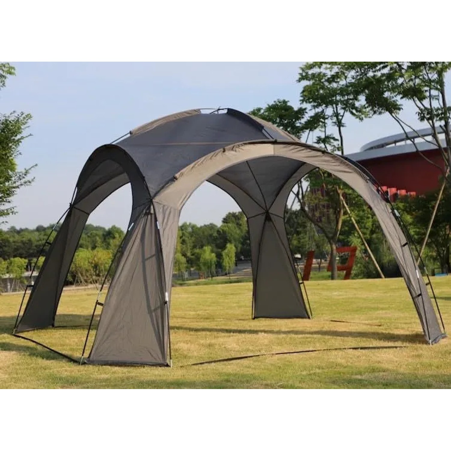 DELUKE Pavillon ZAGREB Grau Polyester Campingpavillon Festivalpavillon Gartenpavillon_2