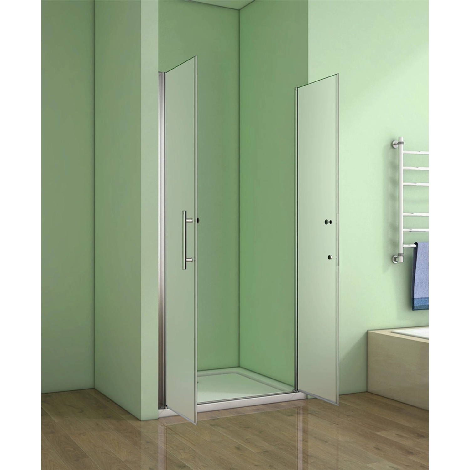 Duschparadies 80x195cm Duschtür Nischentür Duschabtrennung 6mm Nano Glas Schwingtür Doppeltür Glasschutzfolie_4