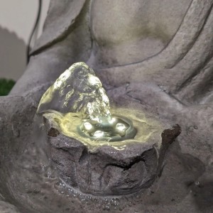 Marelida LED Gartenbrunnen Buddha Sitzende Buddhafigur Zierbrunnen Wasserspiel H 45cm
