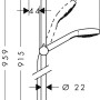 Technische Zeichnung Hansgrohe Brauseset Croma Select E Vario, Maße der Brausestange 90 cm.