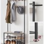 Songmics Garderobenständer Dacey mit Schuhbank, Haken, Greige-Schwarz. Garderobe mit Ablagen für Schuhe und Kleidung.