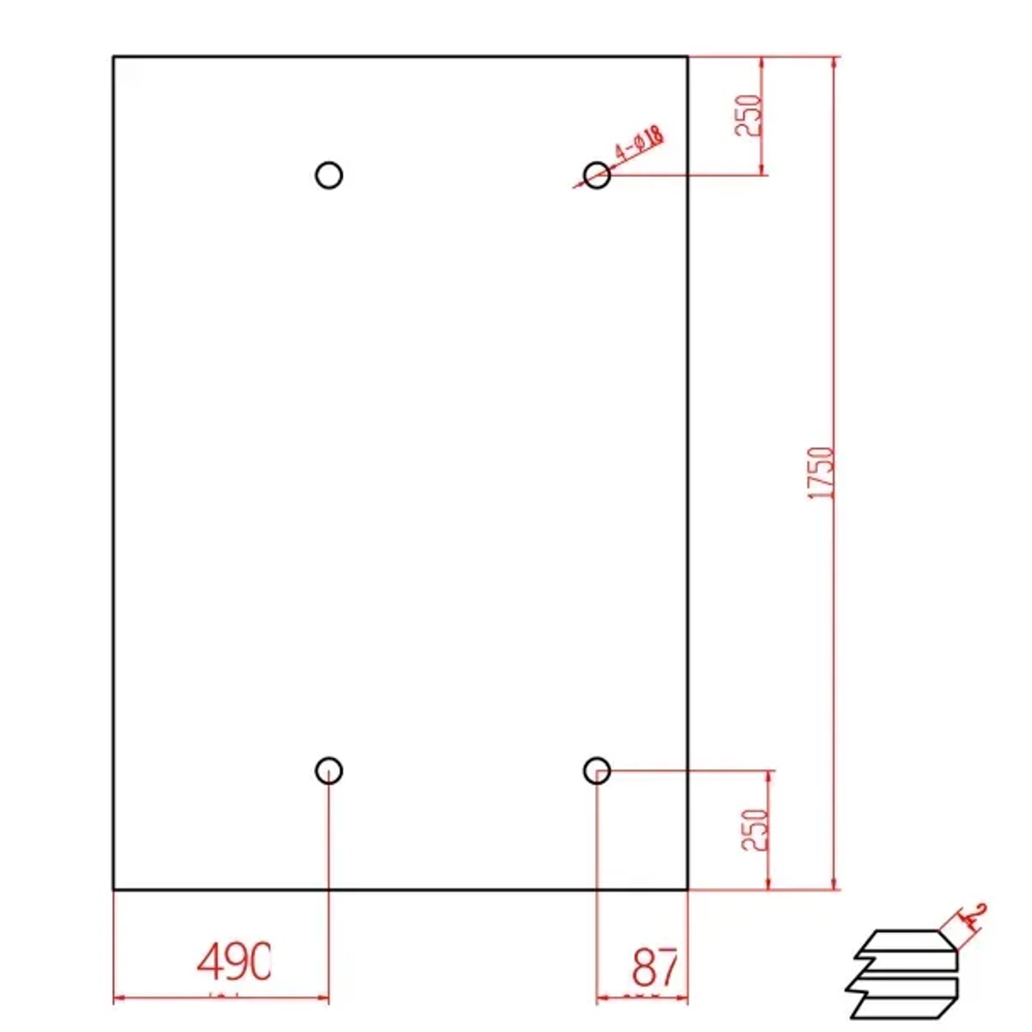 Technische Zeichnung: Dein Bau Projekt Glasvordach Olymp Klarglas VS-Glas 175x120cm mit Maßangaben.