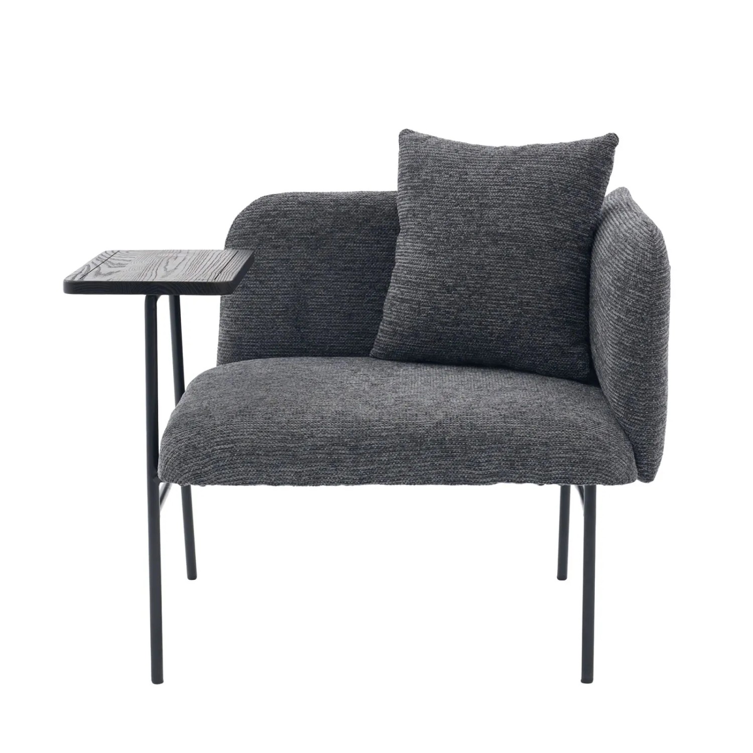 PXloue Stühle Einzelsessel mit Beistelltisch Chenille Sessel mit Seitentaschen für Wohnzimmer Dunkelgrau