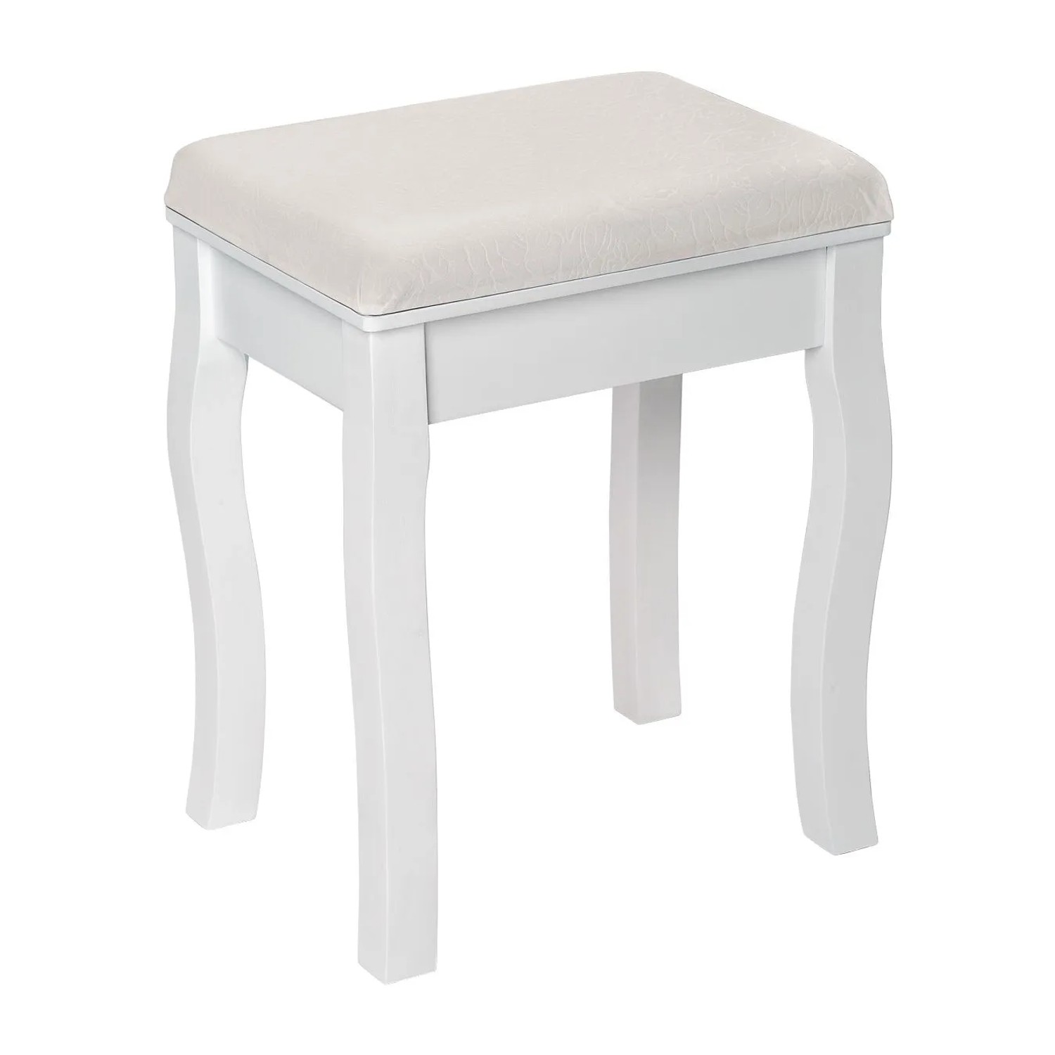 Tectake Schminkhocker  Vintage Gepolstert  Mit Massivholzbeinen  40 x 30 x 51 cm Weiß