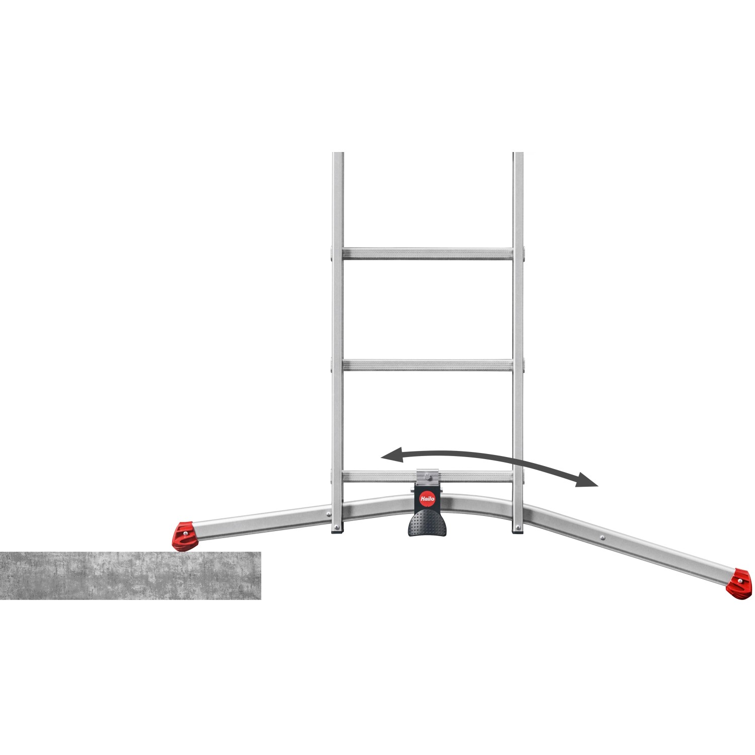 Hailo Alu-Kombileiter S100 Profi Lot mit Nivellierungssystem für unebene Flächen.