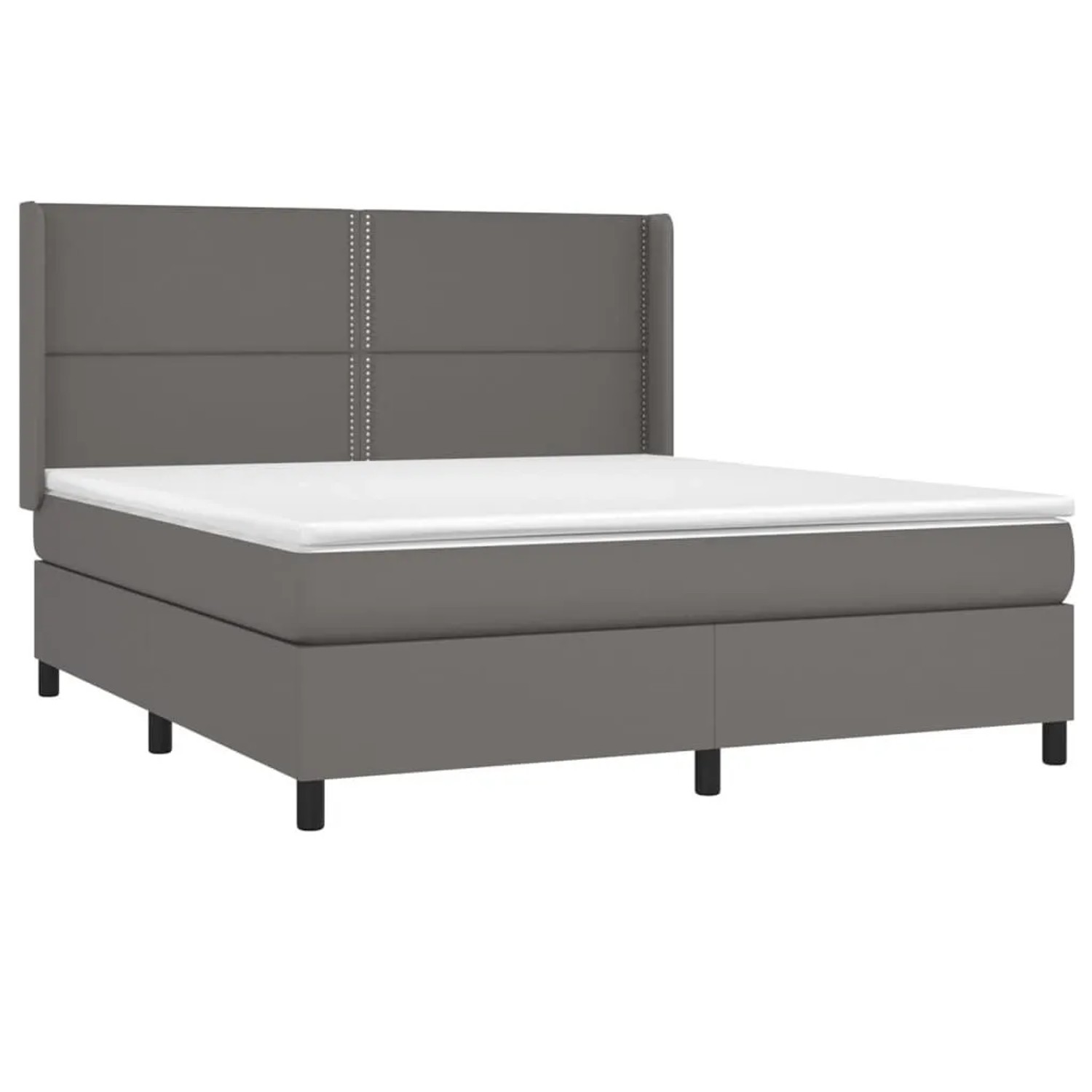 vidaXL Boxspringbett mit Matratze & LED Grau 180x200 cm Kunstleder 3139341 günstig online kaufen