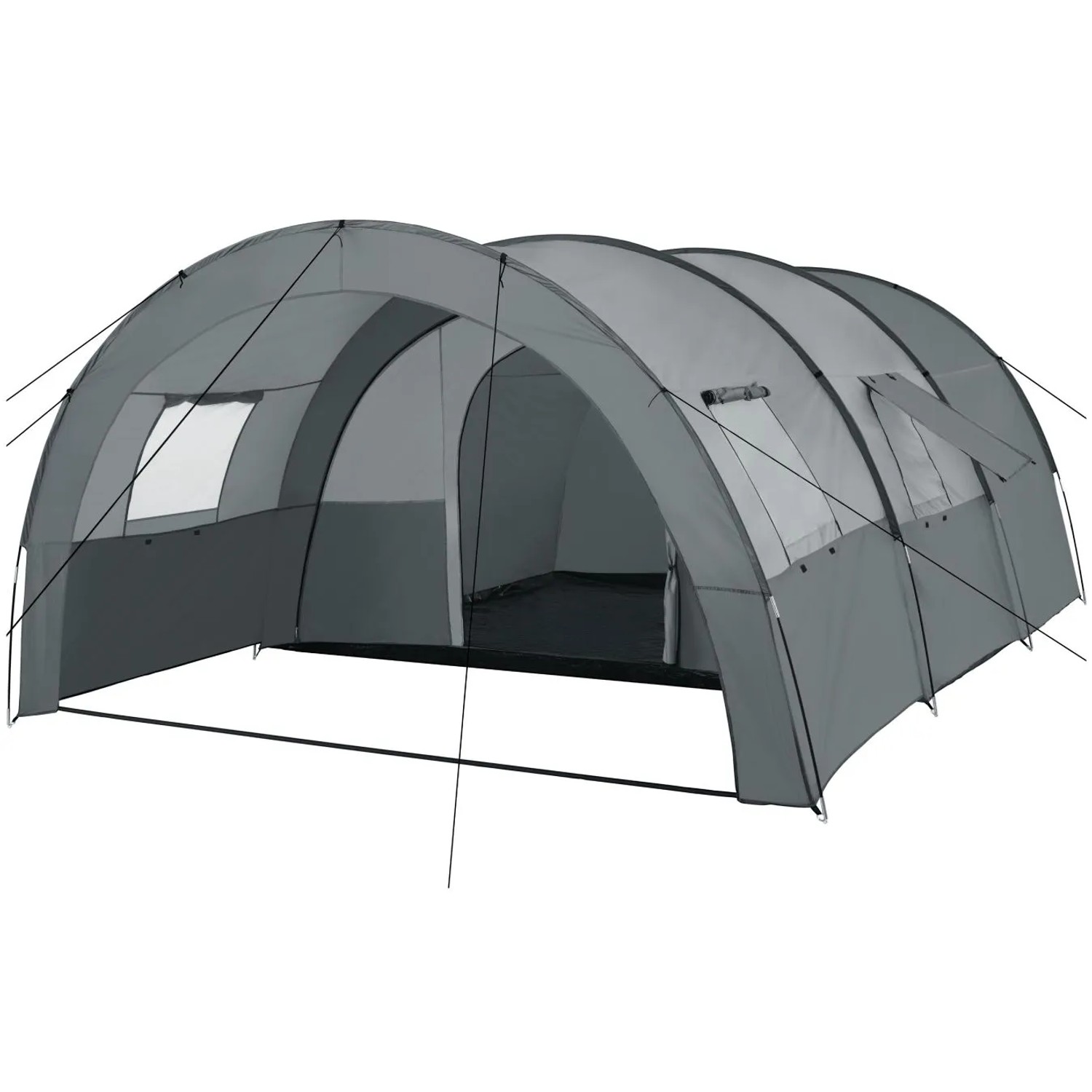 Tectake Tunnelzelt Roskilde Für 6 Personen Mit Vorzelt Und Bodenplane Uv Schutz 50 480 X 350 X 195 Cm Hellgrau Dunkelgrau