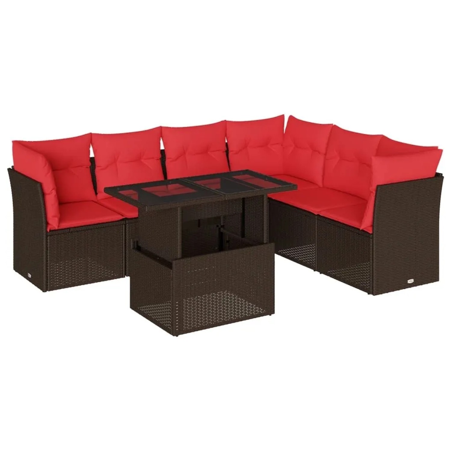vidaXL 7-Tlg Gartensofa-Set mit Kissen Braun Polyrattan 3266614 günstig online kaufen