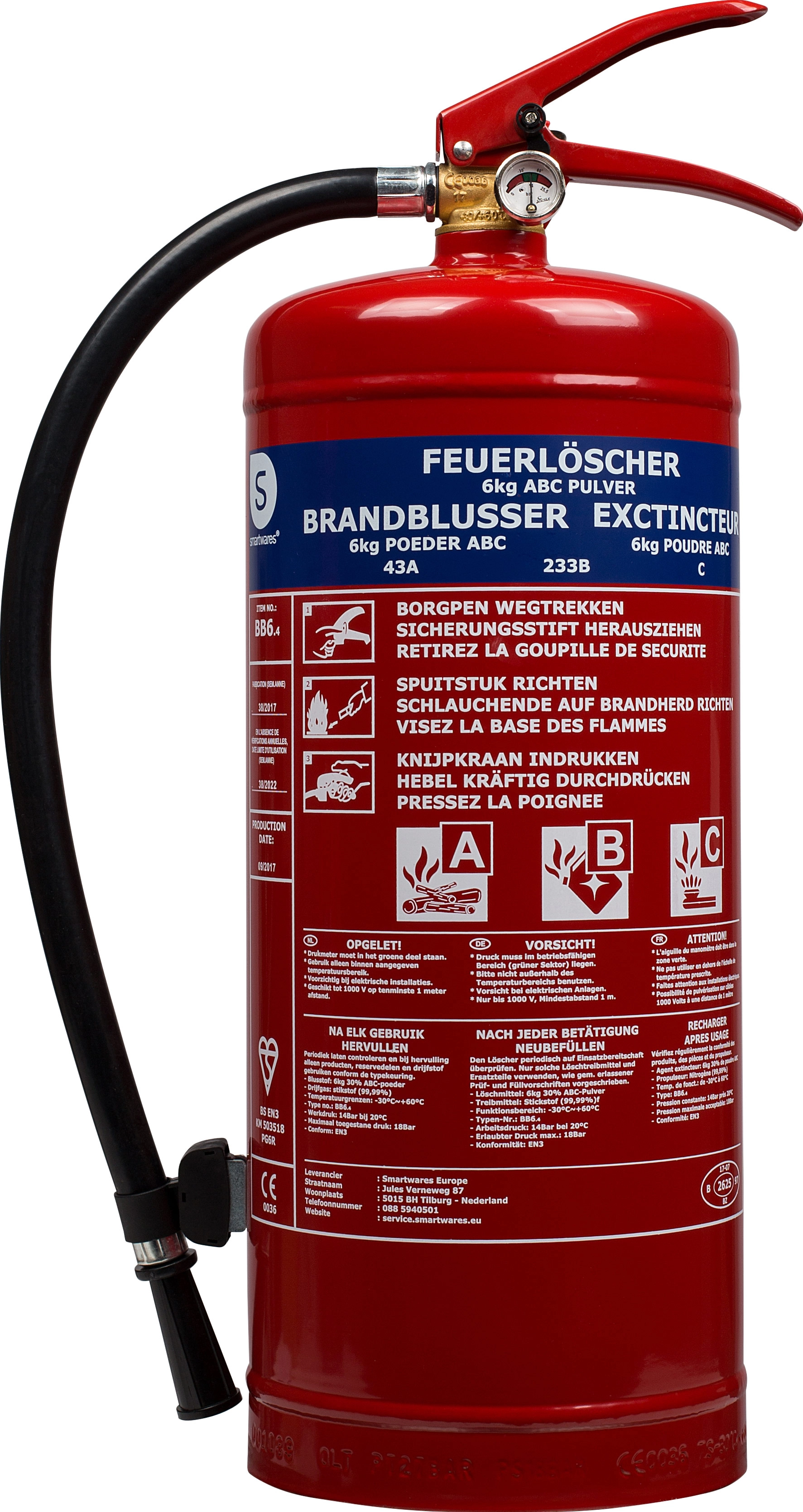 Feuerlöscher 6kg ABC Pulver – Eventlieferant