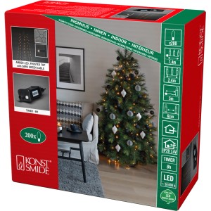 Konstsmide LED Baummantel Verpackung mit Lichterkette, 200 bernsteinfarbene Dioden, Timerfunktion.