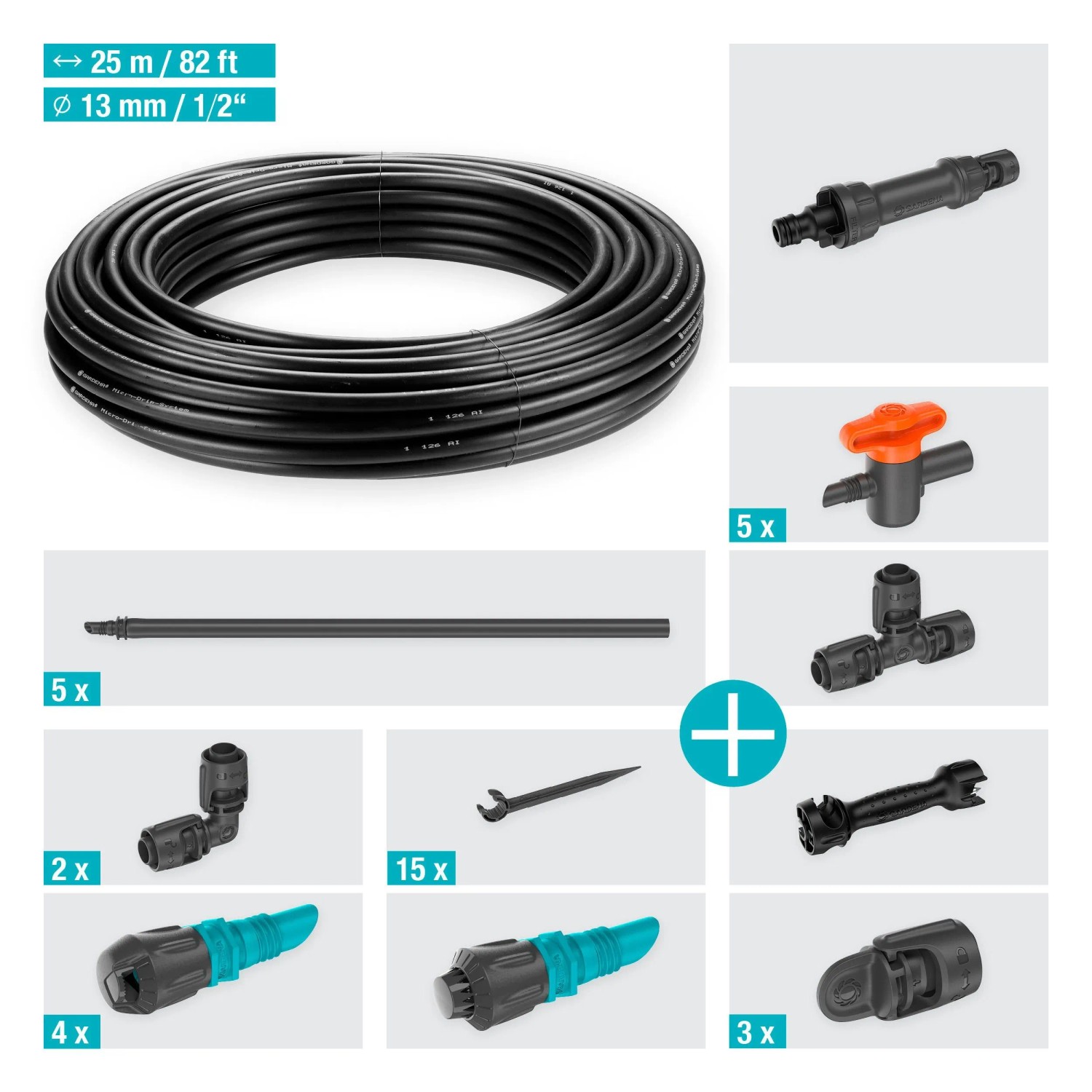 Gardena Tropfbewässerung Set für Gemüse- und Blumenbeete (40 m²) mit Zubehör.